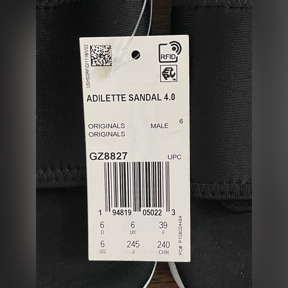 Adidas Adilette Sandals 4.0 ‘Black Red Orange Green’ (size mens 6/wmns 7) - Picture 9 of 10